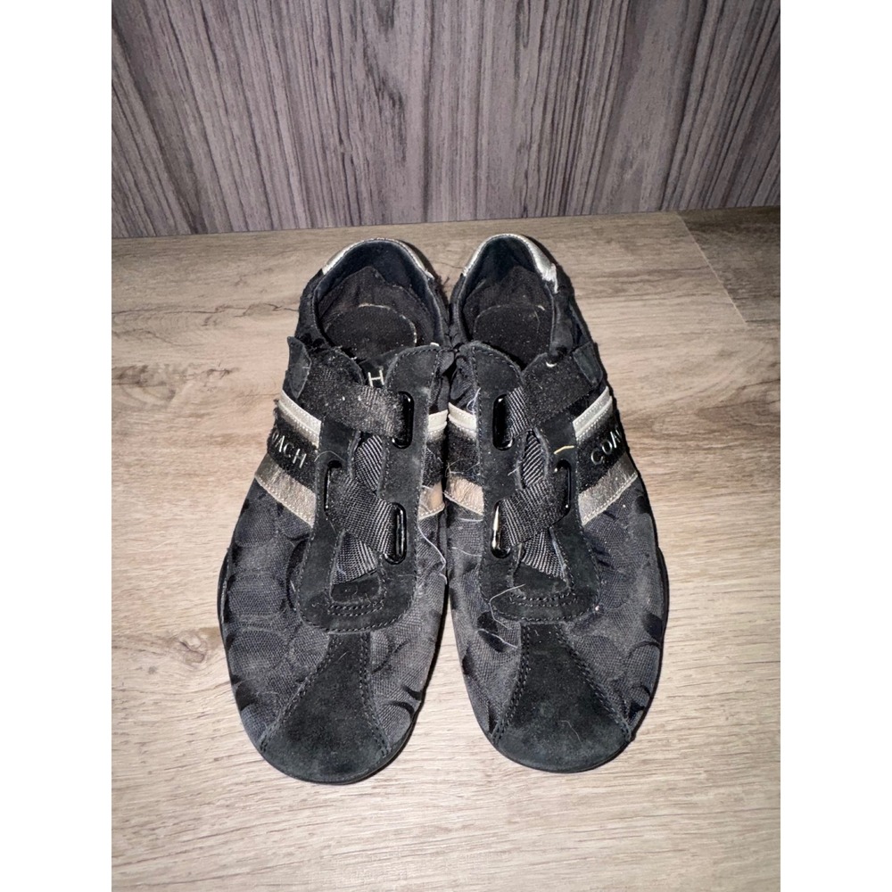 Coach Women's Black Logo Velcro Shoes, 9.5